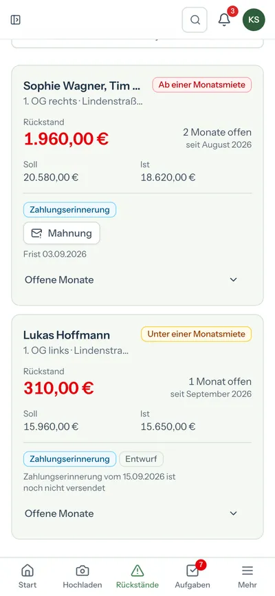 Rückstände mit Ampel auf dem Handy