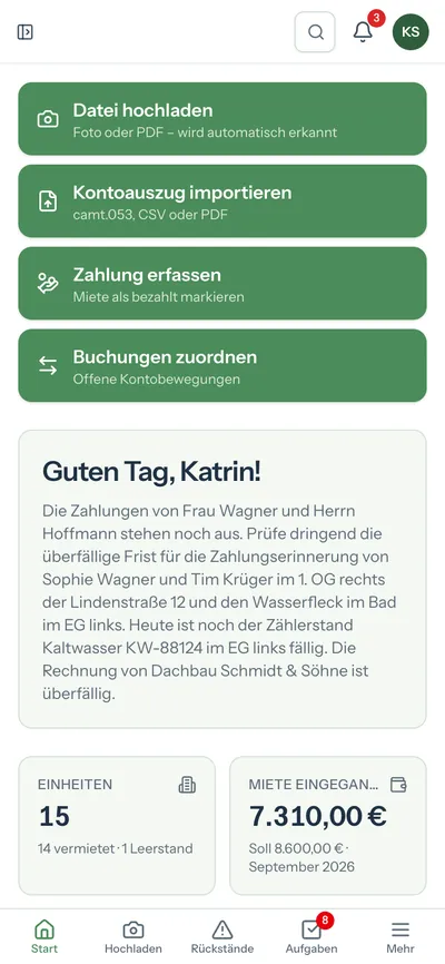 Startseite auf dem Handy