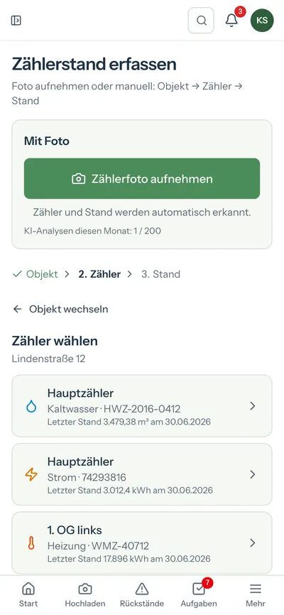 Zählerstand per Foto auf dem Handy erfassen