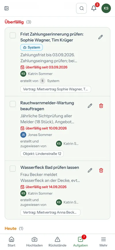 Aufgaben auf dem Handy